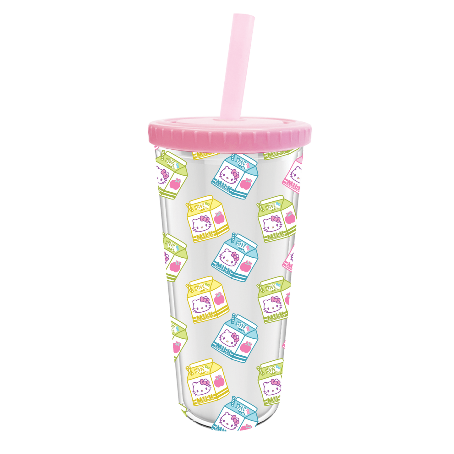 HELLO KITTY MILK CARTON TOSS 24OZ. PLASTIC BOBA TUMBLER