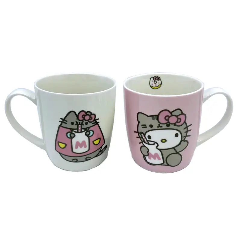 HELLO KITTY & PUSHEEN SET OF 2 PORCELAIN MUGS