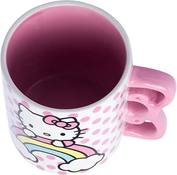 HELLO KITTY RAINBOW DOTS NAME 20OZ MUG WITH SCULPTED HANDLE