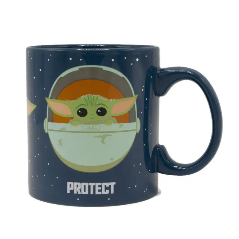 STAR WARS THE MANDALORIAN PROTECT, ATTACK, SNACK WRAP AROUND DESIGN CERAMIC MUG