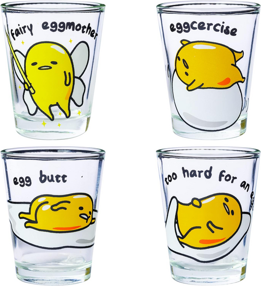 GUDETAMA EGG STYLES 4PC MINI GLASS SET
