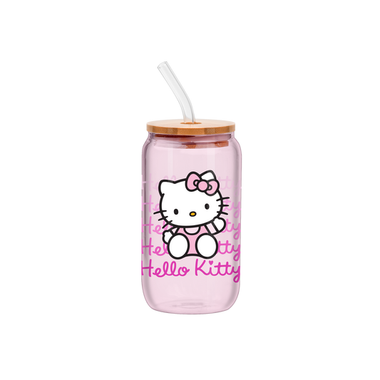 HELLO KITTY GRADIENT 16OZ GLASS TUMBLER W/ BAMBOO LID