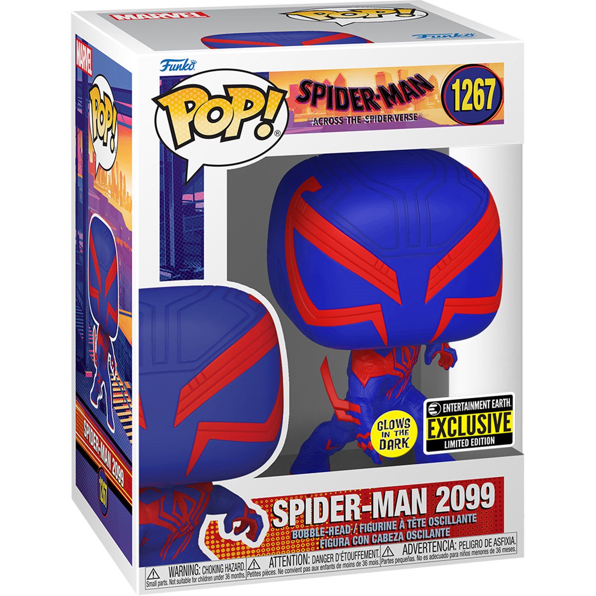 SPIDER-MAN ACROSS THE SPIDER-VERSE SPIDER-MAN 2099 GLOW-IN-THE-DARK POP!VINYL FIGURE #1267 - ENTERTAINMENT EARTH EXCL.
