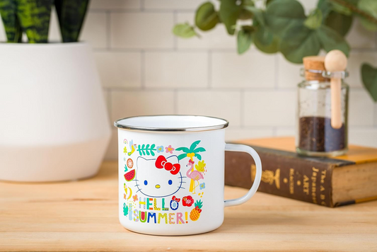 HELLO KITTY SUMMER TROPICAL 21OZ ENAMEL CAMPER MUG