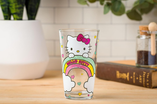 HELLO KITTY GLITTTER 16OZ PINT GLASS