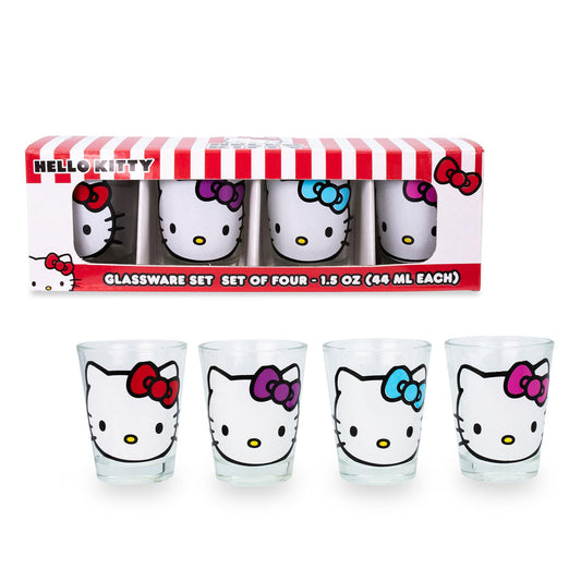 HELLO KITTY FACES AND BOWS 4PC. 1.5OZ. MINI GLASS SET