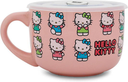HELLO KITTY 24OZ CERAMIC SOUP MUG W/ VENTED PLASTIC LID