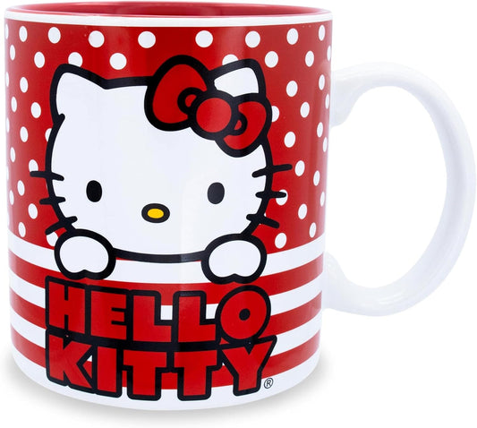 HELLO KITTY DOTS AND STRIPES 20OZ CERAMIC MUG