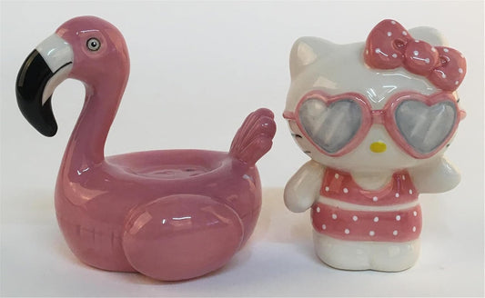 HELLO KITTY PINK FLAMINGO SALT AND PEPPER SET
