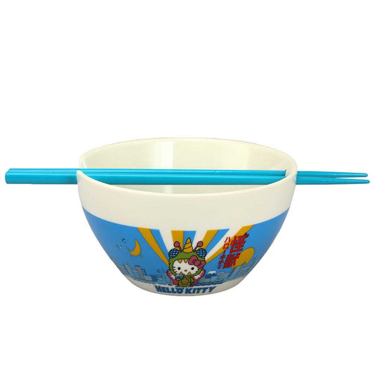 HELLO KITTY KAIJU CERAMIC RAMEN BOWL WITH CHOPSTICKS