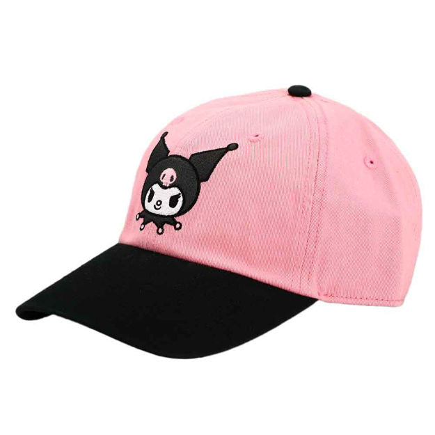 KUROMI EMBROIDERED CONTRAST BILL HAT SHAPED HAT WITH CURVED BILL