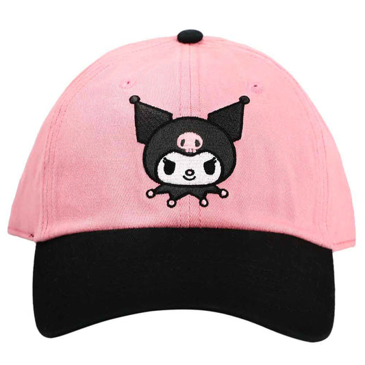 KUROMI EMBROIDERED CONTRAST BILL HAT SHAPED HAT WITH CURVED BILL