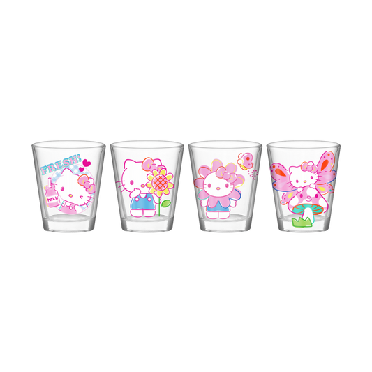 HELLO KITTY GARDEN 4PC. 1.5OZ. MINI GLASS SET
