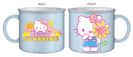 HELLO KITTY HELLO SUNFLOWER GLITTER 20OZ CERAMIC CAMPER MUG