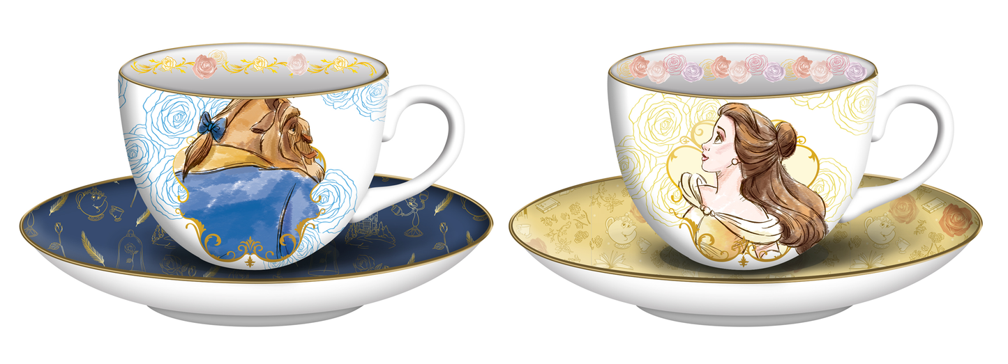 BEAUTY AND THE BEAST 2PC CHINA TEA CUP AND SAUCER SET