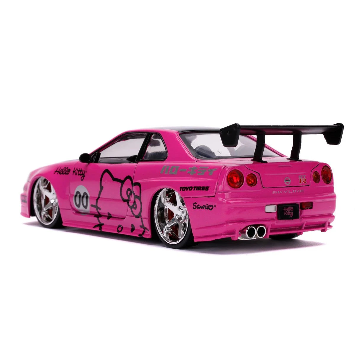 HELLO KITTY 2002 NISSAN SKYLINE GT-R R34 1:24 SCALE DIE-CAST METAL VEHICLE WITH FIGURE