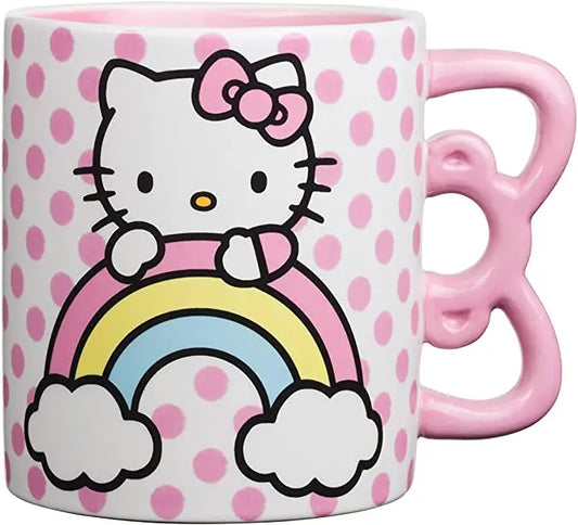 HELLO KITTY RAINBOW DOTS NAME 20OZ MUG WITH SCULPTED HANDLE