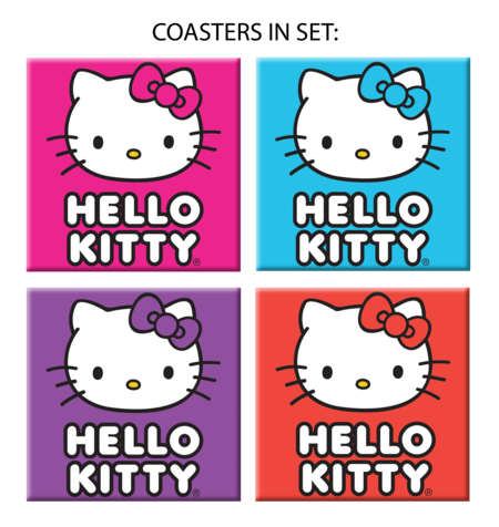 HELLO KITTY GLASS COASTER SET - 4 PCS