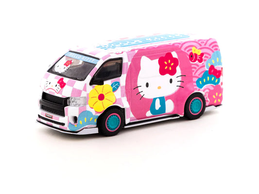 TARMAC WORKS 1/64 TOYOTA HIACE WIDEBODY TARMAC WORKS X HELLO KITTY CAPSULE SUMMER FESTIVAL