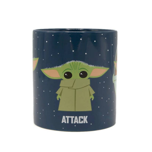 STAR WARS THE MANDALORIAN PROTECT, ATTACK, SNACK WRAP AROUND DESIGN CERAMIC MUG