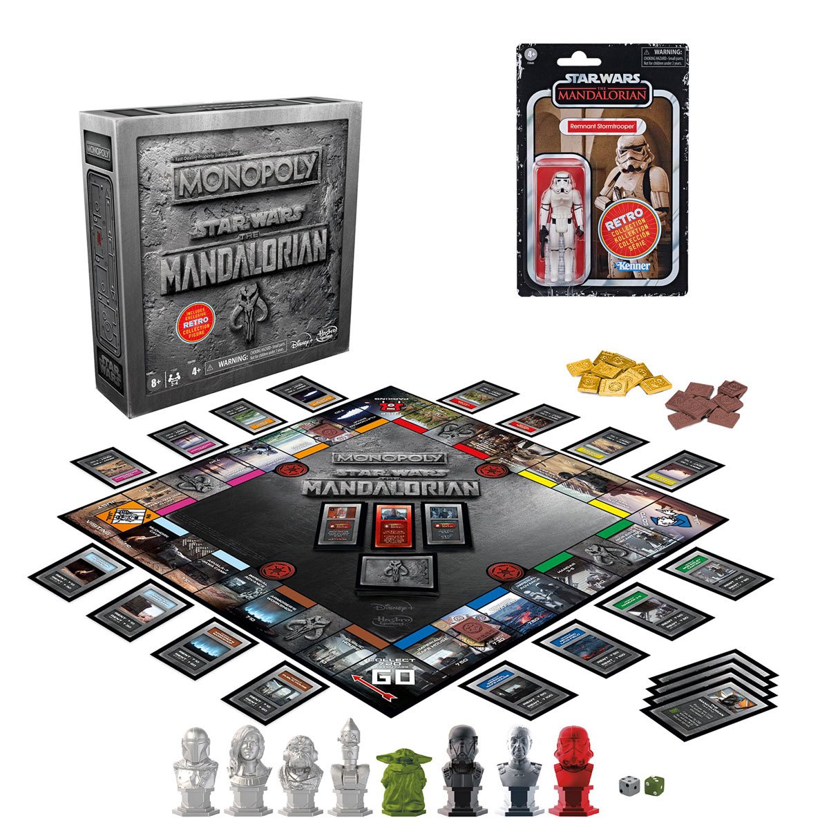 Star Wars The Mandalorian Monopoly Collector's Edition with Retro Remnant Stormtrooper Action Figure