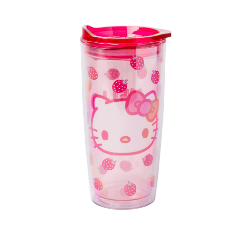 HELLO KITTY STRAWBERRY FACE 20OZ DOUBLE WALL TRAVEL TUMBLER